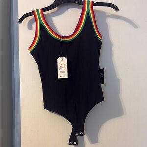Express Black Bodysuit with Colorful Trim.